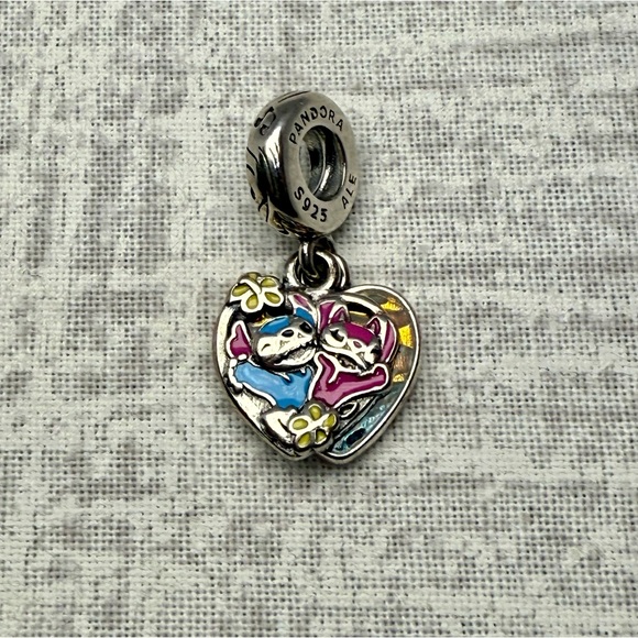 NWOB Disney x Pandora Lilo & Stitch “Ohana Means Family” Heart Dangle Charm - Picture 2 of 3
